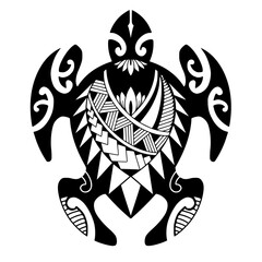 Tribal turtle tattoo design Polynesian style. Aboriginal samoan. illustration EPS10