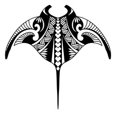 Stingray polynesian tattoo design. Aboriginal samoan style. illustration EPS10