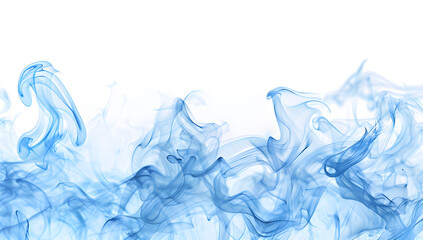Blue flames on a white background, isolated, stock photo