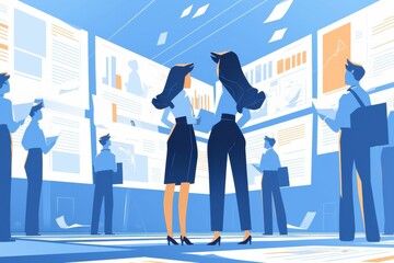 Obraz premium Dynamic Team Collaboration in a Modern Office Space