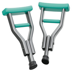 green crutches 3D Icon Illustration. Low Poly Style
