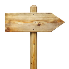wooden arrow sign post or road signpost isolated on transparent background