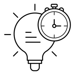 Time-Efficient Idea Icon – A Light Bulb with a Stopwatch, Signifying Time-Sensitive Innovation and Productivity