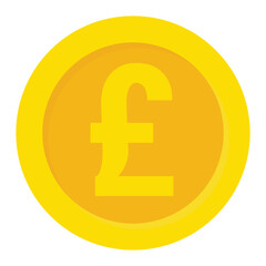 Pound sterling gold coin flat vector icon for mobile apps, UI or web design