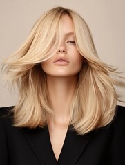 Naklejka premium model with Champagne blonde hair color