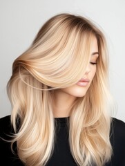 Naklejka premium model with Champagne blonde hair color