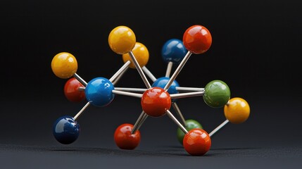 Obraz premium Colorful Molecule Model with Atoms and Bonds
