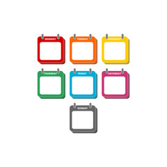 Calendar , days of the week icon isolated on transparent background