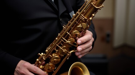 A saxophonist performing music at a jazz concert