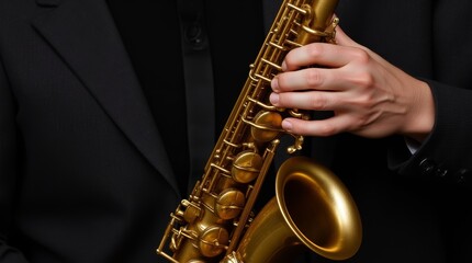 Naklejka premium A saxophonist performing music at a jazz concert