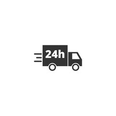 Naklejka premium Delivery service sign. Delivery by car or truck icon isolated on transparent background