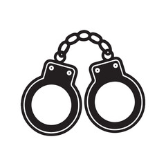 Handcuff silhouette vector icon with white background 