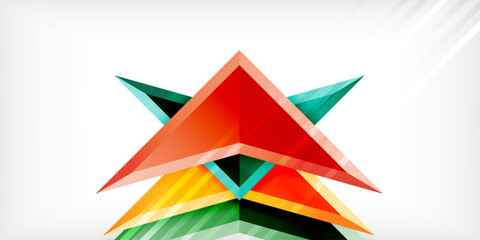 Arrows with 3d effect abstract background. Triangles on light grey backdrop