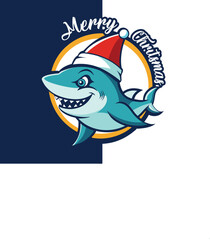 A shark wishing Christmas vector Tshirt 