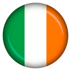 The national flag of ireland in the form of a circle pin and badge