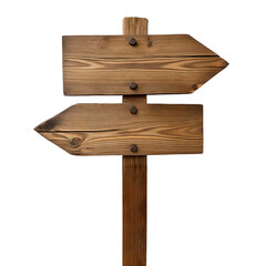 This wooden sign has two arrow shapes, one pointing left and one pointing right, and is blank with no text.