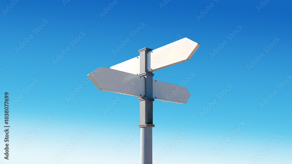 Fototapete a blank sign with two white arrow shapes pointing in opposite directions in a cross shape. it indica