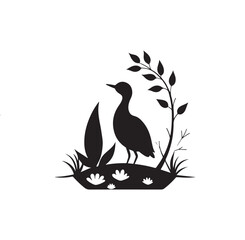Natural Bird Silhouette Design 