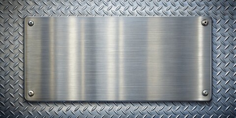 Brushed Metal Nameplate on Diamond Plate Background