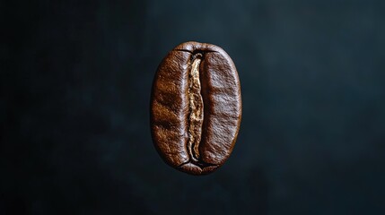A close-up of coffee beans against a dark background, showcasing their intricate texture and rich color, with soft lighting that highlights their unique features in an elegant macro composition.