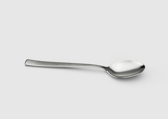 A Gleaming Metal Spoon With Its Elongated Handle And Rounded Bowl White Background 3D Illustration
