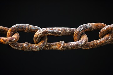 Fototapeta premium Rusty chain links close-up on dark background