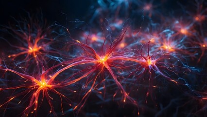 Colorful Neurons Communicating in a Vibrant Network During a Close-Up View of Brain Activity