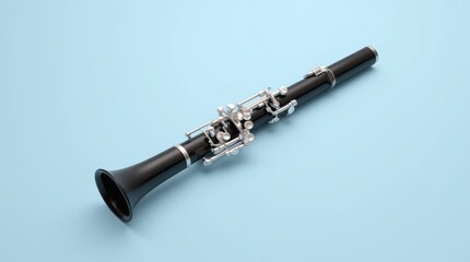 Clarinet isolated on white and black backgrounds, highlighting its silver keys and woodwind details