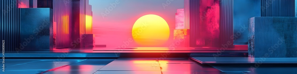 Aufkleber futuristic abstract 3d rendering modern architectural background design digital
