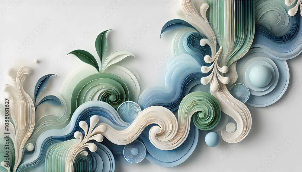 Aufkleber elegant flow of nature a mesmerizing abstract representation of fluid forms and organic motifs