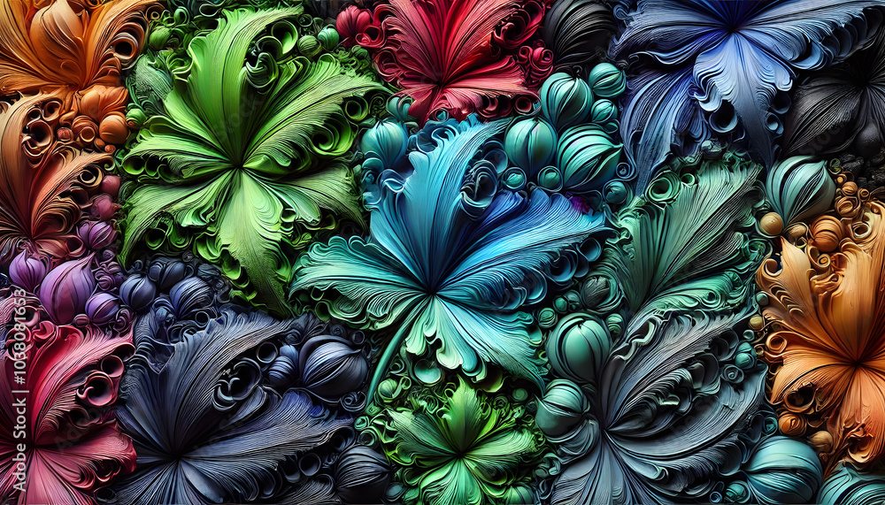 Poster vibrant floral patterns in abstract design a kaleidoscope of colors and shapes