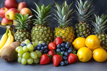 Vibrant Assortment of Fresh Tropical and Seasonal Fruits for Healthy Eating