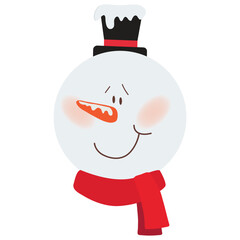 Naklejka premium Christmas snowman face vector cartoon illustration