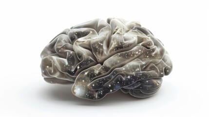 Naklejka premium a surrealistic interpretation of the human brain as a cosmic library, with shelves of knowledge and wisdom stretching into infinity