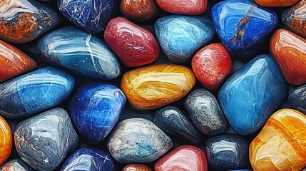Tumbled polished stones background 