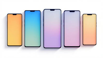 Realistic mobile phones with transparent screen. Smartphone mockup displays