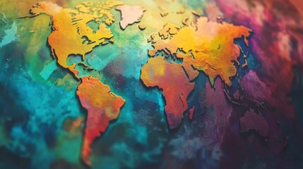 Naklejka premium Emerging markets: Portfolio investing in emerging markets, colorful world map