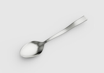 A Gleaming Metal Spoon With Its Elongated Handle And Rounded Bowl White Background 3D Illustration