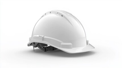 Fototapeta premium White safety helmet on a clean background for industrial and construction safety concept. Generative AI