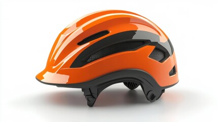 Orange safety helmet isolated on a white background. Personal protective equipment for construction and biking.. Generative AI