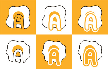 Letter A fried egg, sunny side up egg, omelette. This logo combines letters and fried egg. Suitable for egg shops, egg farmers, street food and the like.