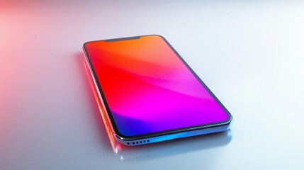 Modern Smartphone with Vivid Gradient Screen on a White Background. Generative AI