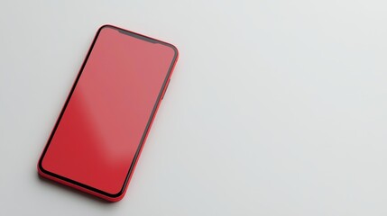 Red Smartphone with Minimal Design on a White Background. Generative AI