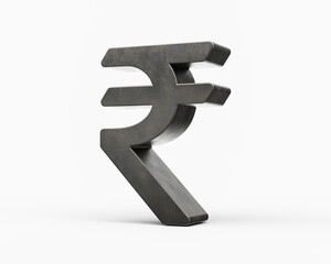 Indian Rupee Currency Symbol Made Of Gray Smooth Cast Iron Modern Design 3d Illustration