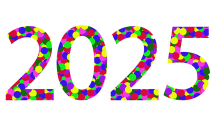 2025 of multi-colored circles on a transparent background