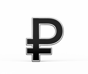 Obraz premium Black Ruble Currency Symbol With Metal Gleam And Beveled Edges 3D Illustration