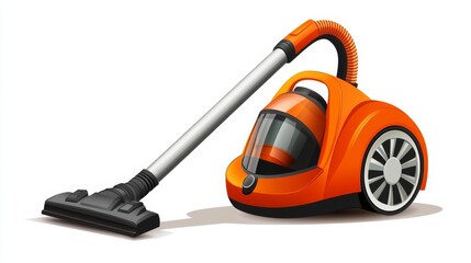 Modern orange vacuum cleaner with sleek design isolated on a white background. Generative AI