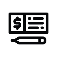 bank check icon. vector line icon for your website, mobile, presentation, and logo design.