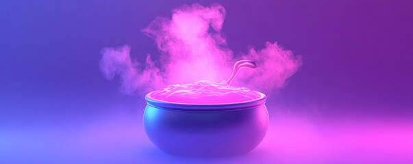 Wicked Witch's Cauldron, a vibrant 3D cartoon scene featuring a bubbling cauldron against a smoky purple backdrop, evoking a magical atmosphere.