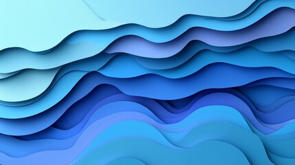 Fototapeta premium Abstract Blue Paper Cut Wall Art Design